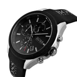 Hugo Boss Velocity Chronograph Black Dial Black Leather Strap Watch for Men - 1513716