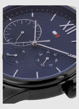 Shop Tommy Hilfiger Damon Quartz Chronograph Blue Dial Black Steel Strap Watch for Men - 1791454 in USA