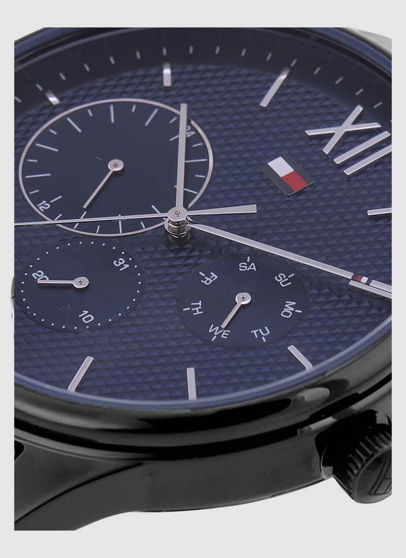 Shop Tommy Hilfiger Damon Quartz Chronograph Blue Dial Black Steel Strap Watch for Men - 1791454 in USA