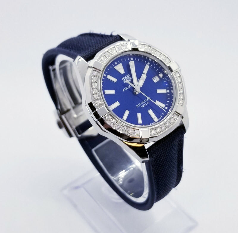 Tag Heuer Aquaracer Quartz Diamonds Blue Dial Blue Nylon Strap Watch for Women - WAY131N.FT6091 Buy Now By Tag Heuer