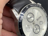 Hugo Boss Rafale Chronograh Quartz White Dial Black Leather Strap Watch For Men - HB1513403 Buy Now By Hugo Boss