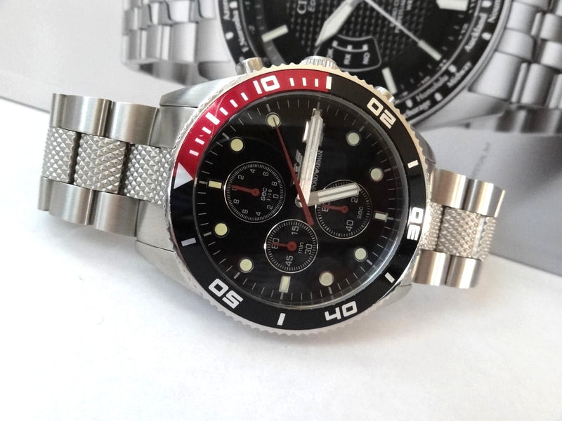 Emporio Armani Chronograph Black Dial Silver Stainless Steel Watch For Men - AR5855 Buy Now By Emporio Armani