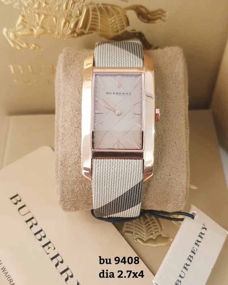 Burberry The Pioneer Rose Gold Dial Haymarket Brown Leather Strap Watch for Women - BU9408 Buy Now By Burberry