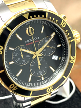 Shop Movado Series 800 Chronograph Black Dial Two Tone Steel Strap Watch For Men - 2600146 in USA