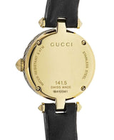 Shop Gucci Diamantissima Mother of Pearl Dial Black Leather Strap Watch For Women - YA141505 in USA