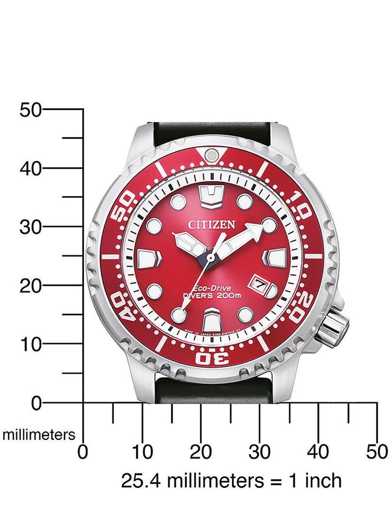 Citizen Eco Drive Promaster Marine Red Dial Black Rubber Strap Watch For Men - BN0159-15X Buy Now By Citizen