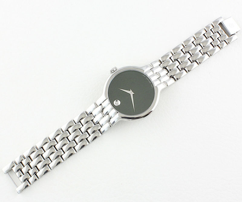 Shop Movado Veturi Quartz Black Dial Silver Steel Strap Watch for Women - 0606338 in USA
