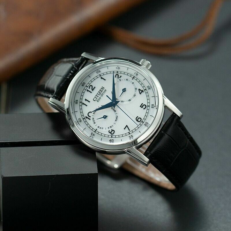 Citizen Eco Drive Silver Dial Black Leather Strap Watch For Men - AO9000-06B Buy Now By Citizen