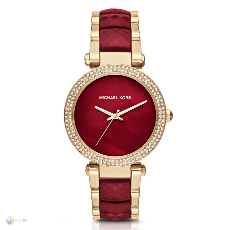 Michael Kors Parker Mother of Pearl Red Dial Two Tone Steel Strap Watch for Women - MK6427 Buy Now By Michael Kors