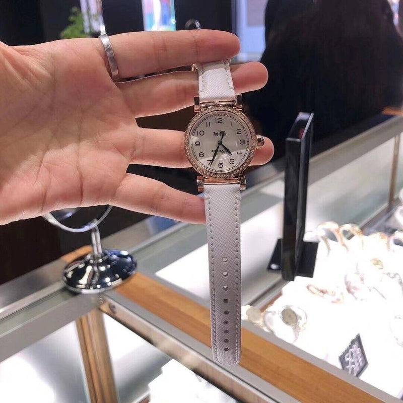 Coach Madison White Dial White Leather Strap Watch for Women - 14502408 Buy Now By Coach