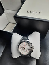 Shop Gucci G Chrono Chronograph Silver Dial Silver Steel Strap Watch For Men - YA101201 in USA