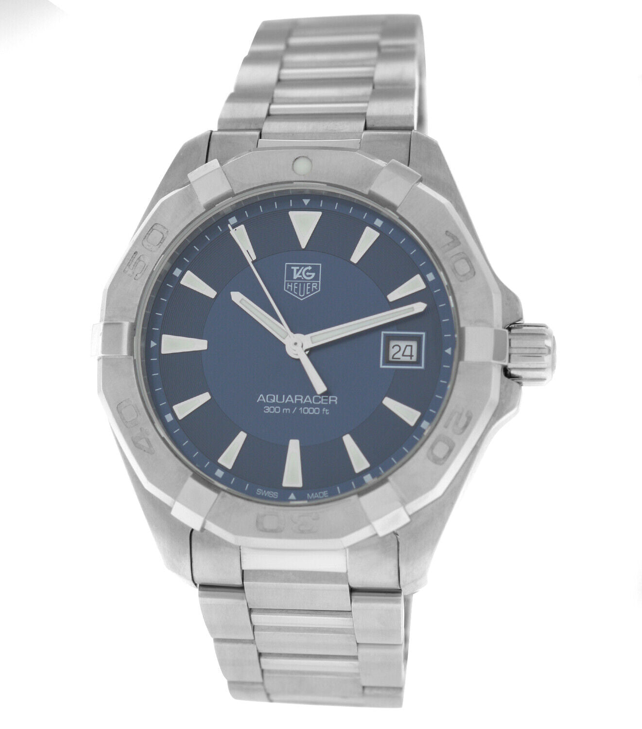 Tag Heuer Aquaracer Quartz Blue Dial Silver Steel Strap Watch for Men - WAY1112.BA0928