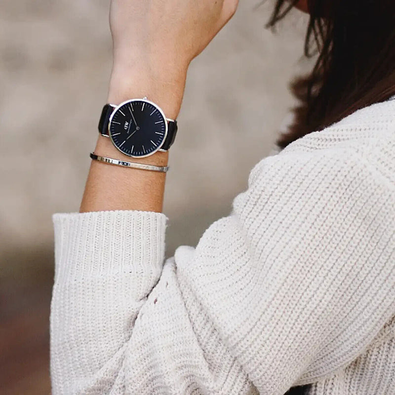 Daniel Wellington Classic Sheffield Black Dial Black Leather Strap Watch For Women - DW00100145 Buy Now By Daniel Wellington