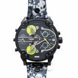 Shop Diesel Big Daddy Chronograph Black Dial Black Leather Strap Watch For Men - DZ7311 in USA