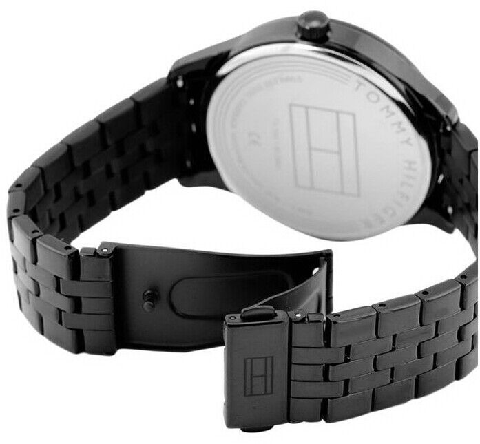 Shop Tommy Hilfiger Damon Quartz Chronograph Blue Dial Black Steel Strap Watch for Men - 1791454 in USA