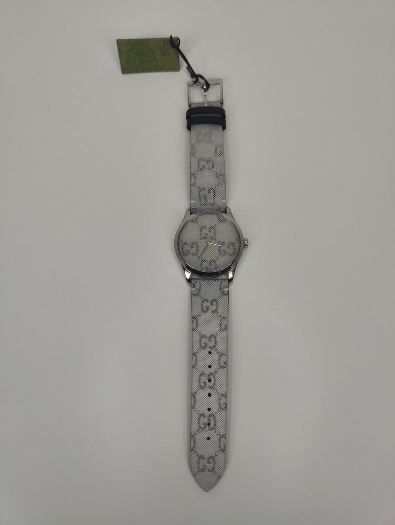 Shop Gucci G Timeless Quartz Grey Dial Grey Leather Strap Watch For Men - YA1264058 in USA