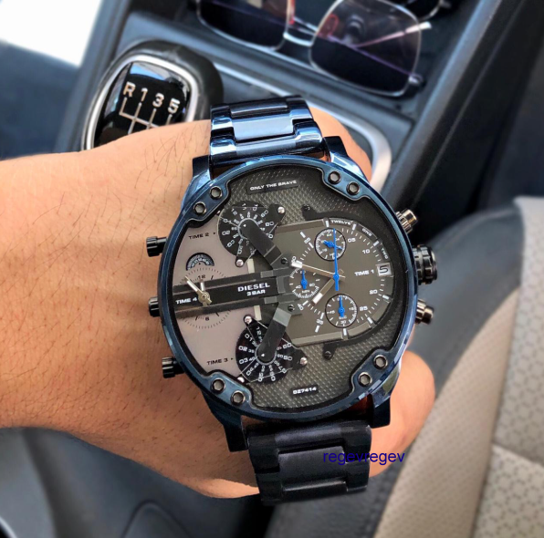 Shop Diesel Daddy 2.0 Chronograph Quartz Grey Dial Blue Steel Strap Watch For Men - DZ7414 in USA