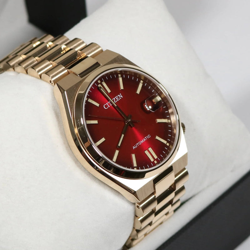 Citizen Tsuyosa Automatic Red Dial Gold Steel Strap Watch For Men - NJ0153-82X Buy Now By Citizen