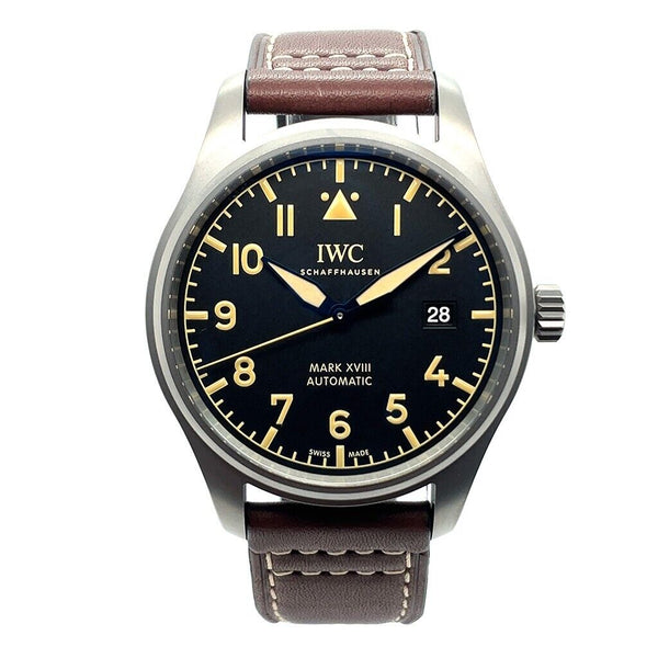 Shop IWC Pilot's Watch Mark XVIII 40mm Black Dial Brown Leather Strap Watch for Men - IW327006 in USA