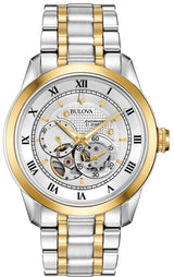 Bulova BVA Skeleton Silver Dial Two Tone Steel Strap Watch for Men - 98A230 Buy Now By Bulova