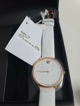 Movado 70th Anniversary Limited Edition White Dial White Leather Strap Watch For Women - 0607138 Buy Now By Movado