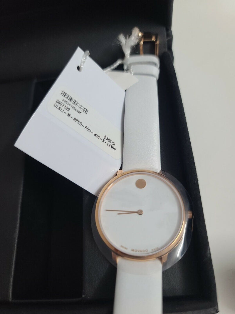 Movado 70th Anniversary Limited Edition White Dial White Leather Strap Watch For Women - 0607138 Buy Now By Movado