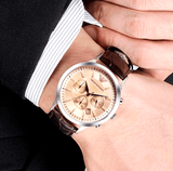 Emporio Armani Classic Chronograph Beige Dial Brown Leather Strap Watch For Men - AR2433 Buy Now By Emporio Armani