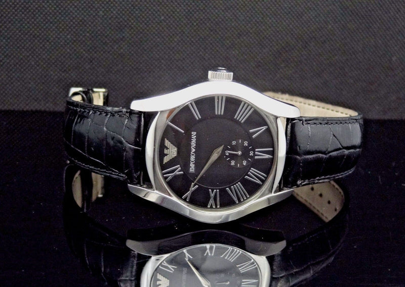 Emporio Armani Valente Black Dial Black Leather Strap Watch For Men - AR0643 Buy Now By Emporio Armani