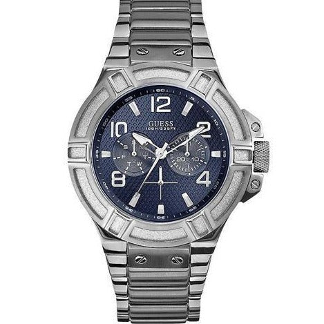 Shop Guess Rigor Quartz Black Dial Silver Steel Strap Watch For Men - W0218G2 in USA