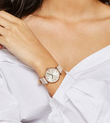 Emporio Armani Gianni T Bar Analog Silver Dial Beige Leather Strap Watch For Women - AR11127 Buy Now By Emporio Armani
