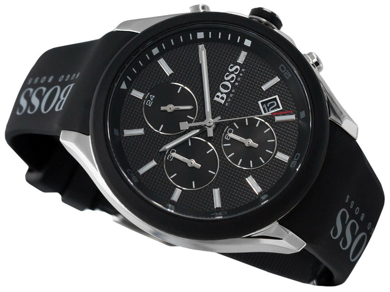 Shop Hugo Boss Velocity Black Dial Black Leather Strap Watch for Men - 1513716 in USA