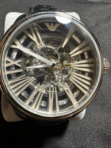 Emporio Armani Meccanico Automatic Black Dial Leather Strap Watch For Men - AR4629 Buy Now By Emporio Armani