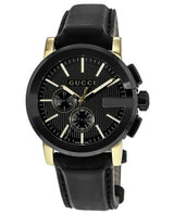 Shop Gucci G Chrono Black Dial Black Leather Strap Watch For Men - YA101203 in USA