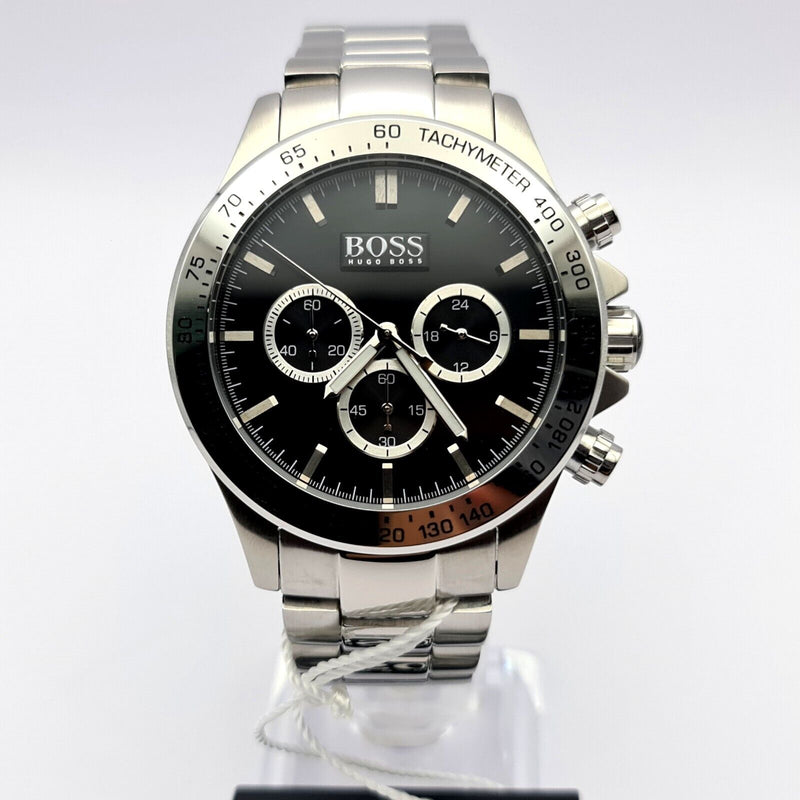 Hugo Boss Ikon Black Dial Silver Steel Strap Watch for Men - 1512965
