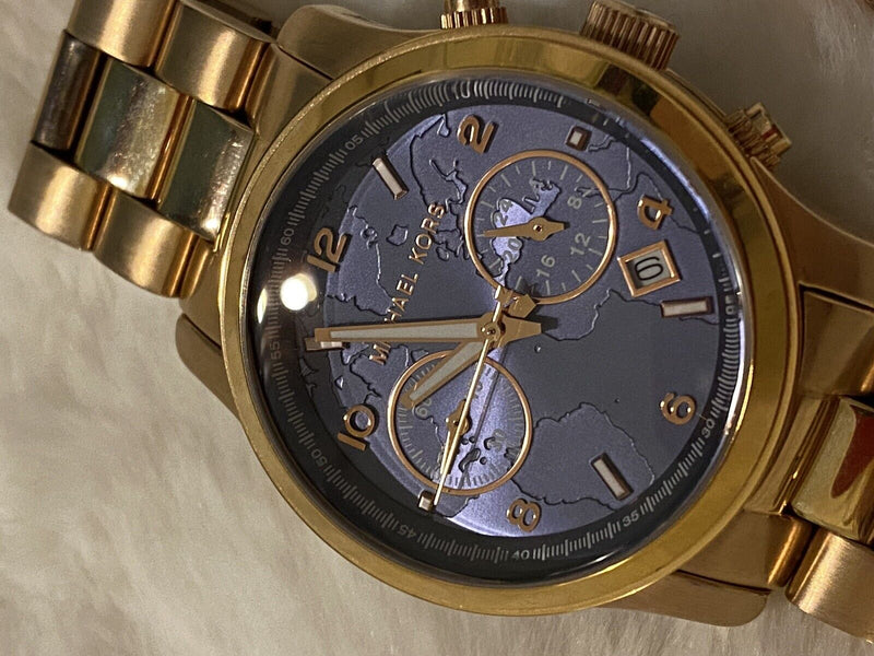 Michael Kors Runway Stop Hunger Quartz Blue Dial Rose Gold Steel Strap Watch For Men - MK8358 Buy Now By Michael Kors