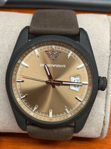 Emporio Armani Sportivo Chronograph Beige Dial Brown Leather Strap Watch For Men - AR6081 Buy Now By Emporio Armani