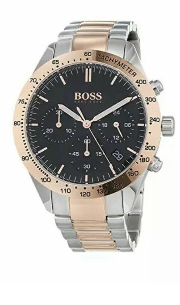 Shop Hugo Boss Talent Black Dial Two Tone Steel Strap Watch for Men - 1513584 in USA
