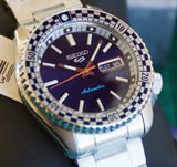 Seiko 5 Sports Petrol Blue Checker Flag Special Edition Blue Dial Silver Steel Strap Watch For Men - SRPK65K1 Buy Now By Seiko