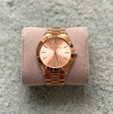 Shop Michael Kors Slim Runway Rose Gold Dial Rose Gold Steel Strap Watch for Women - MK3197 in USA