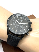 Emporio Armani Mario Chronograph Quartz Black Dial Black Nylon Strap Watch For Men - AR11453 Buy Now By Emporio Armani