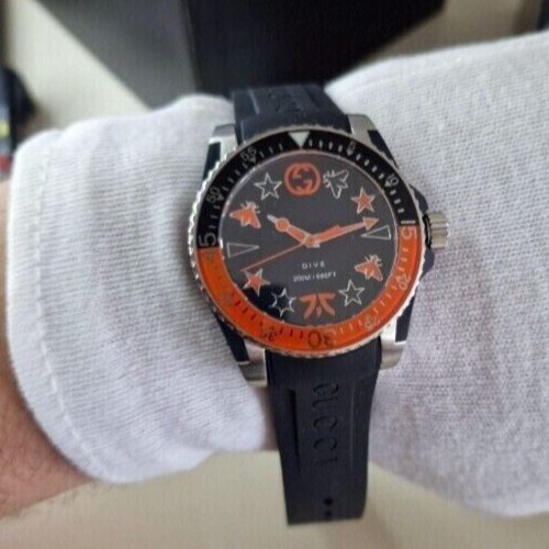 Shop Gucci Dive Limited Edition Black Dial Black Rubber Strap Unisex Watch - YA136333 in USA