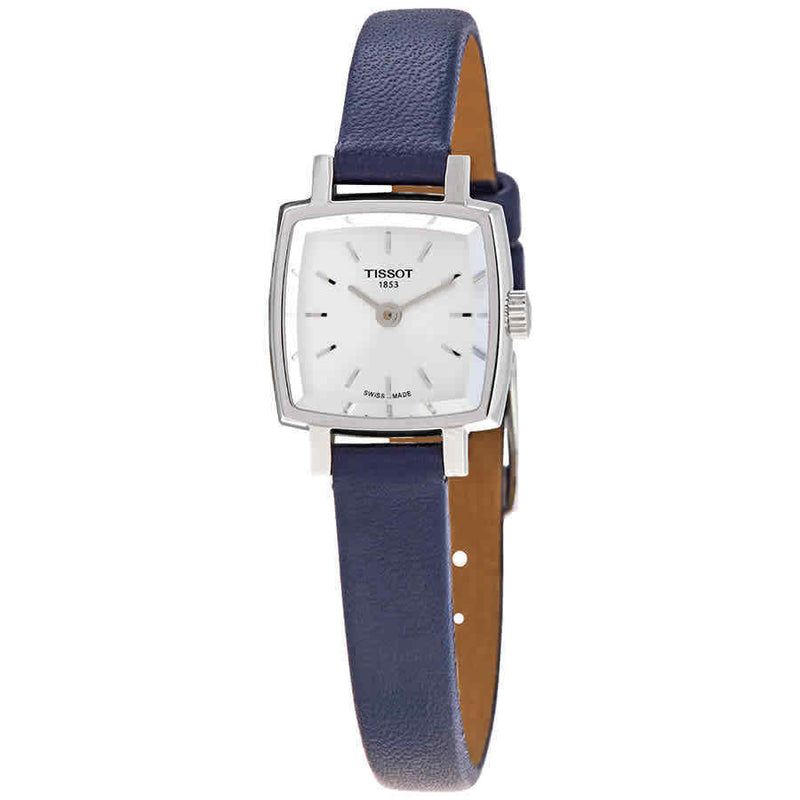 Shop Tissot Lovely Square Silver Dial Blue Leather Strap Watch For Women - T058.109.16.031.00 in USA