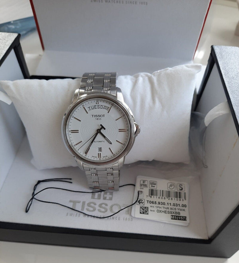Tissot T Classic Automatic III Day Date White Dial Silver Steel Strap Watch for Men - T065.930.11.031.00 Buy Now By Tissot