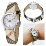 Shop Burberry The City Nova Silver Dial Brown Leather Strap Watch for Women - BU9212 in USA