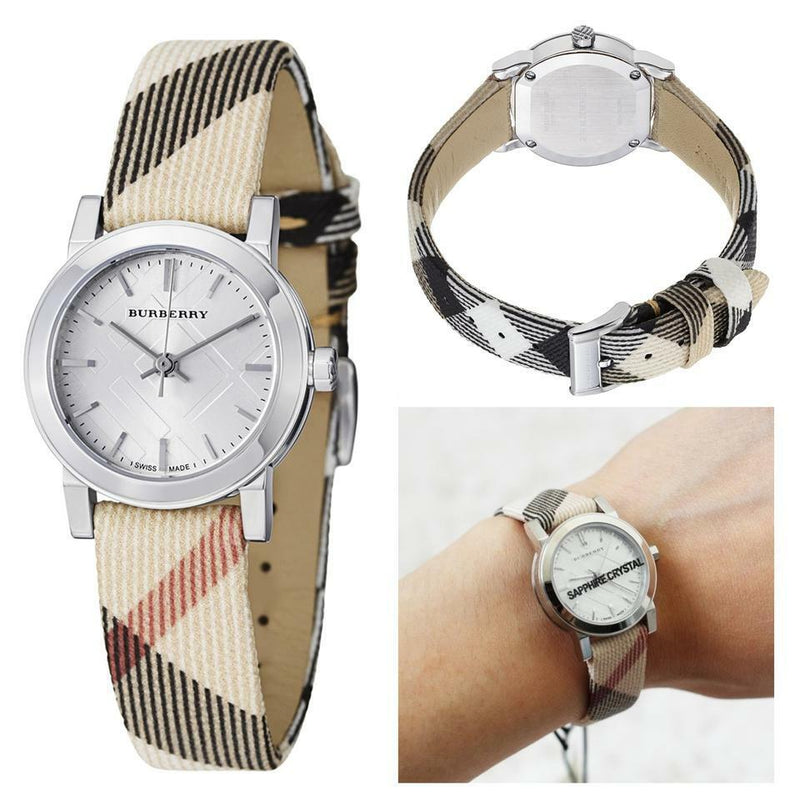 Shop Burberry The City Nova Silver Dial Brown Leather Strap Watch for Women - BU9212 in USA