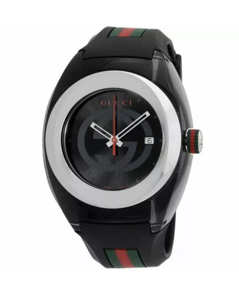 Shop Gucci Sync Quartz Black Dial Black Rubber Strap Watch For Men - YA137301 in USA