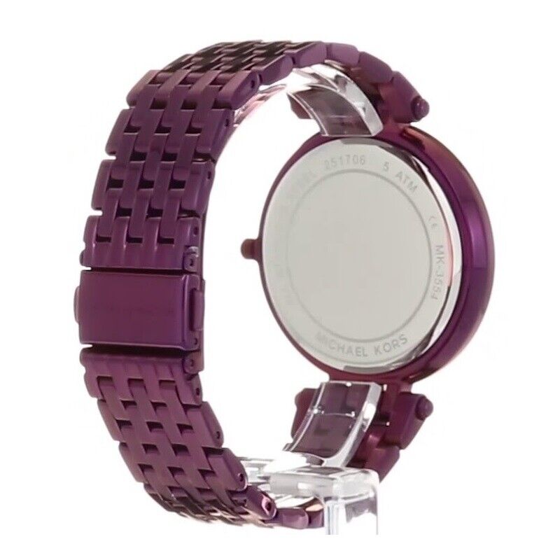 Shop Michael Kors Darci Black Dial Purple Steel Strap Watch for Women - MK3554 in USA