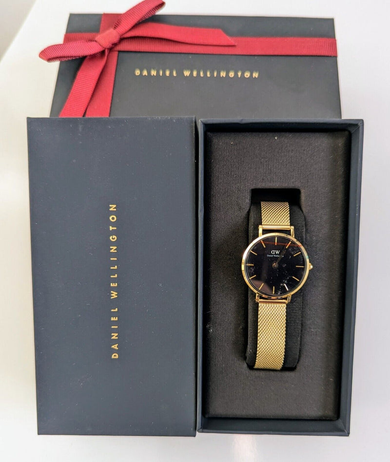 Daniel Wellington Classic Petite Evergold Black Dial Gold Mesh Bracelet Watch For Women - DW00100349 Buy Now By Daniel Wellington