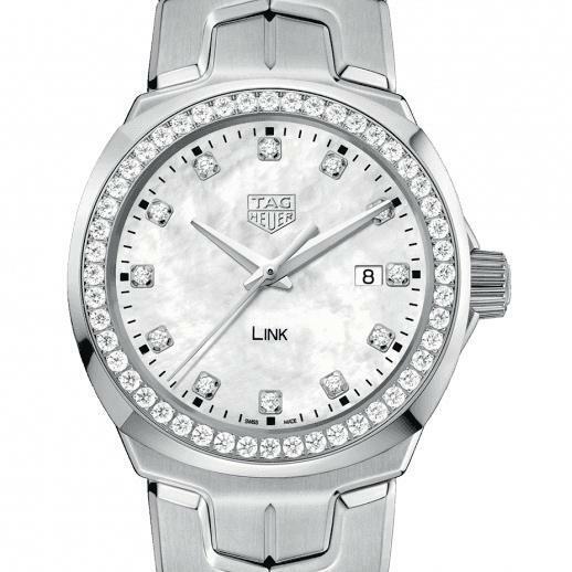 Shop Tag Heuer Link Quartz Diamonds Mother of Pearl Dial Silver Steel Strap Watch for Women - WBC1316.BA0600 in USA