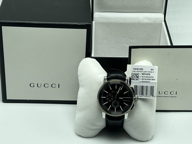 Shop Gucci G Chrono Black Dial Black Leather Strap Watch For Men - YA101205 in USA